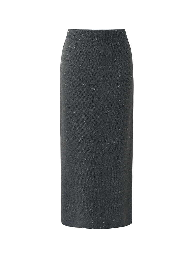 Mohair Wool Blend Sequins Women Midi Skirt GOELIA