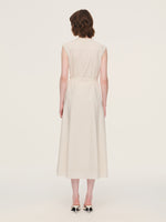 100% Cotton Gather-waisted Women Sleeveless Maxi Dress With Two Belts GOELIA