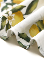 Cotton Lemon Print V-Neck Women Belted Midi Dress GOELIA