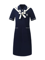Tencel Blend Women Knit Mini Dress With Detachable Sailor Collar GOELIA