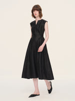 18MM Gambiered Canton Gauze Women Cap Sleeve Maxi Dress GOELIA
