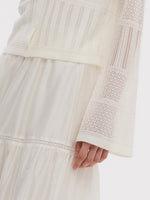 Tencel Blend Openwork Women Flared Sleeve Cardigan GOELIA