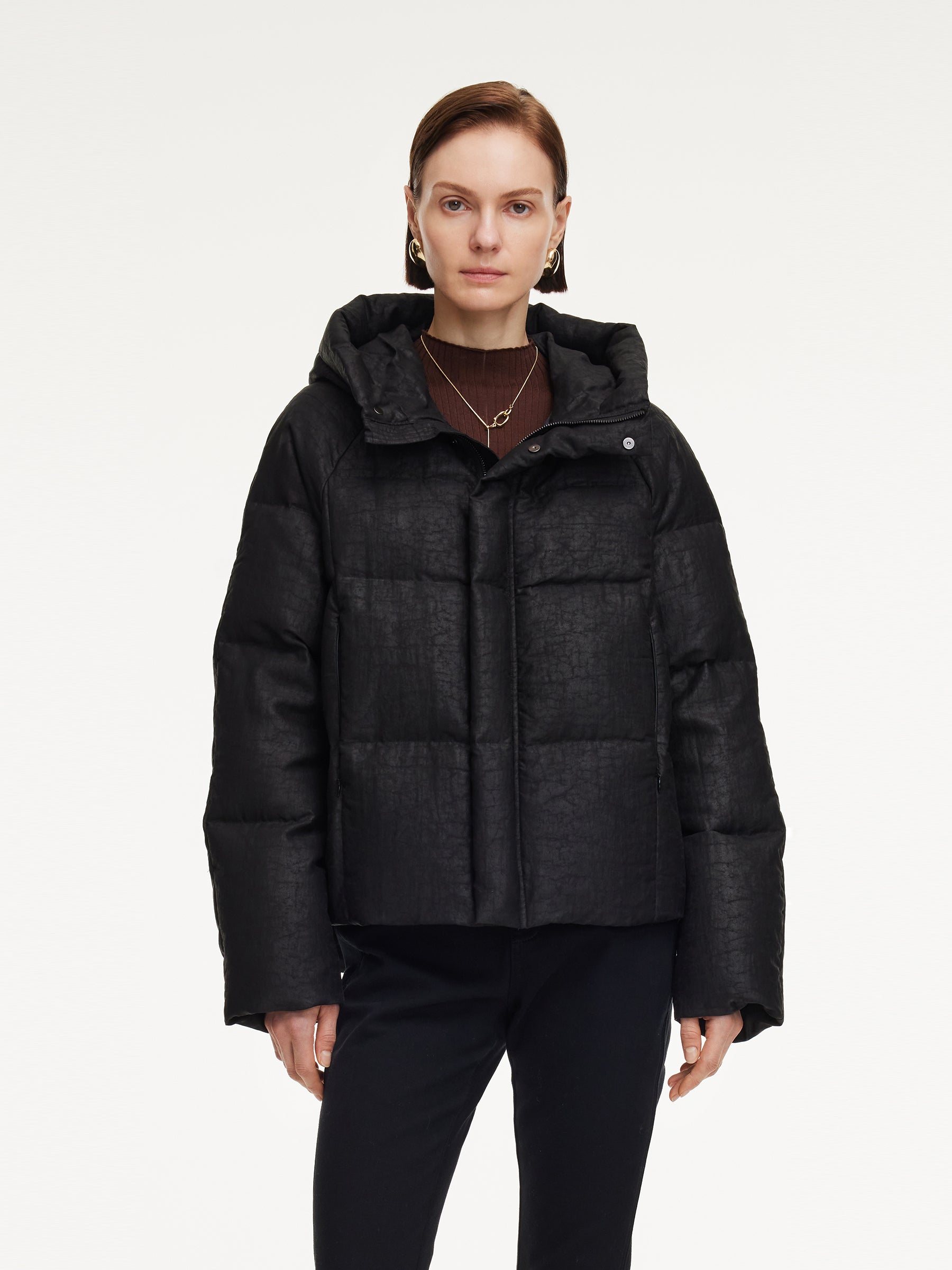 18MM Gambiered Canton Gauze Hooded Unisex Goose Down Jacket GOELIA