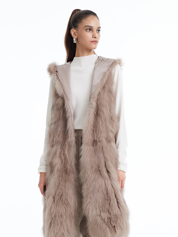 Pure Cashmere Fox Fur Waistcoat Two-piece Coat GOELIA
