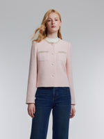 [Preview] Tweed Beaded Neck Women Cropped Jacket GOELIA
