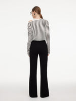 Cotton Blend Women Flared Knit Pants With Plaid Skirt GOELIA
