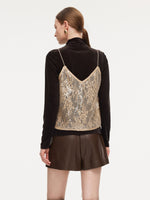 Lace Sequins Camisole And Velvet Knit Top Two-Piece Set GOELIA