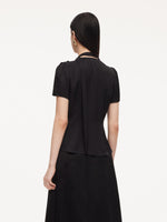 [Preview] 22MM Mulberry Silk Asymmetrical Hem Women Blouse With Ribbon GOELIA