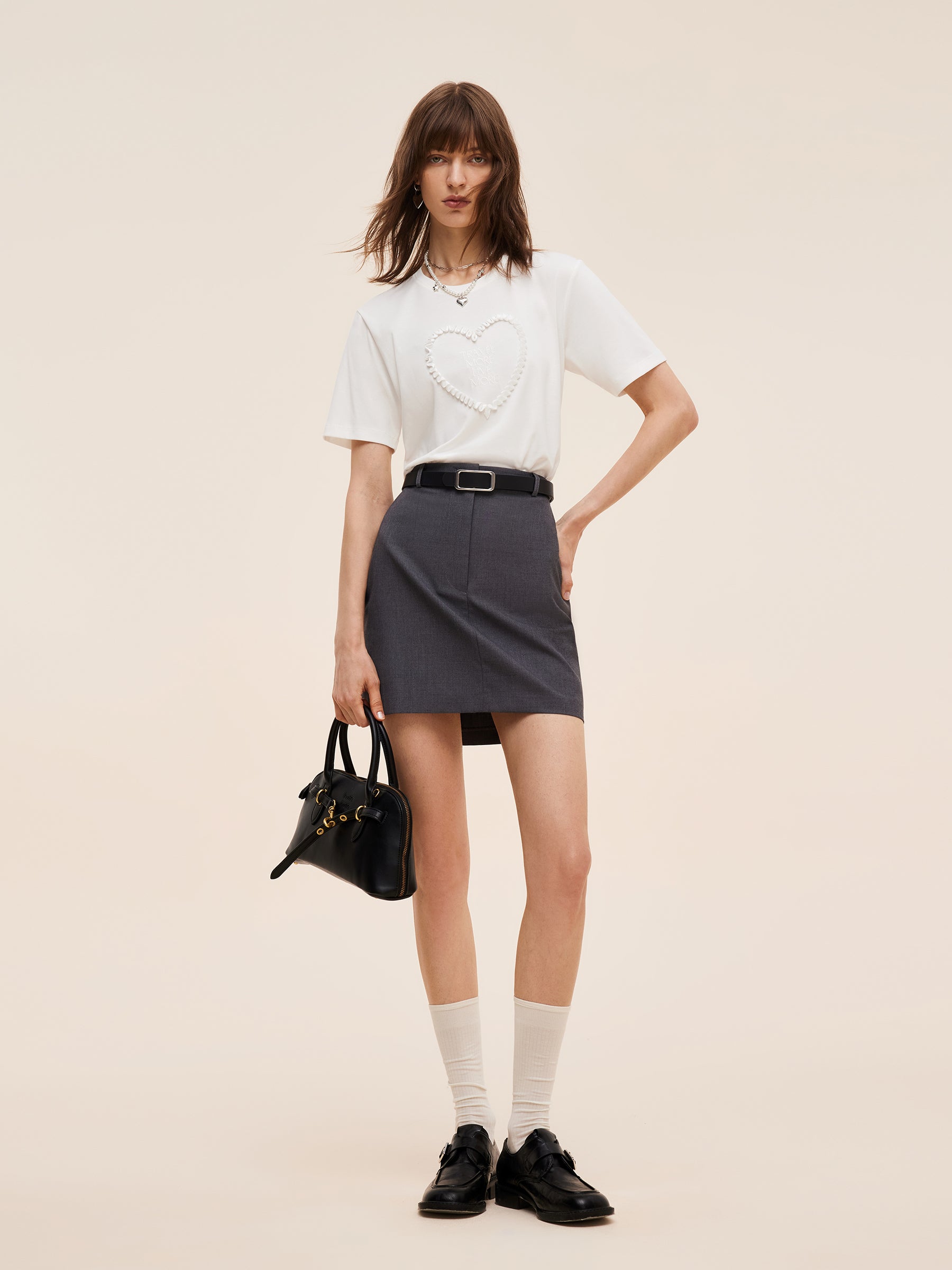 Heart And Letter Embroidered Women T-Shirt GOELIA