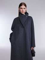 [Preview] 100% Wool Convertible High Neck Women Overcoat GOELIA