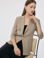 Machine Washable Wool Blend Women One Button Blazer GOELIA