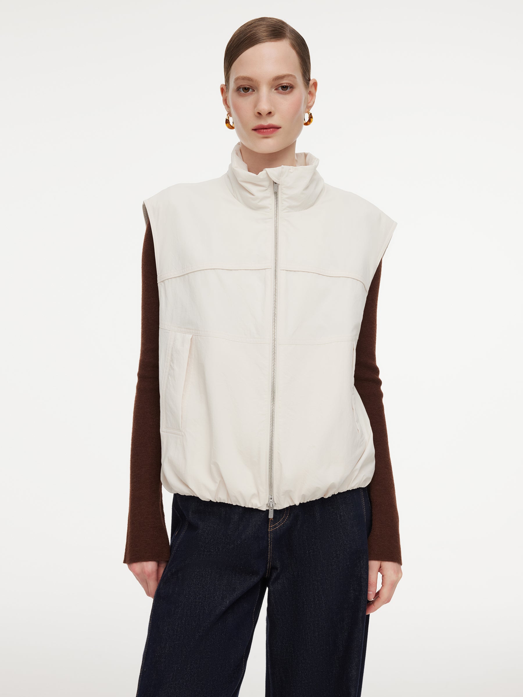 [Preview] Stand Collar Padded Women Zip-Up Vest GOELIA