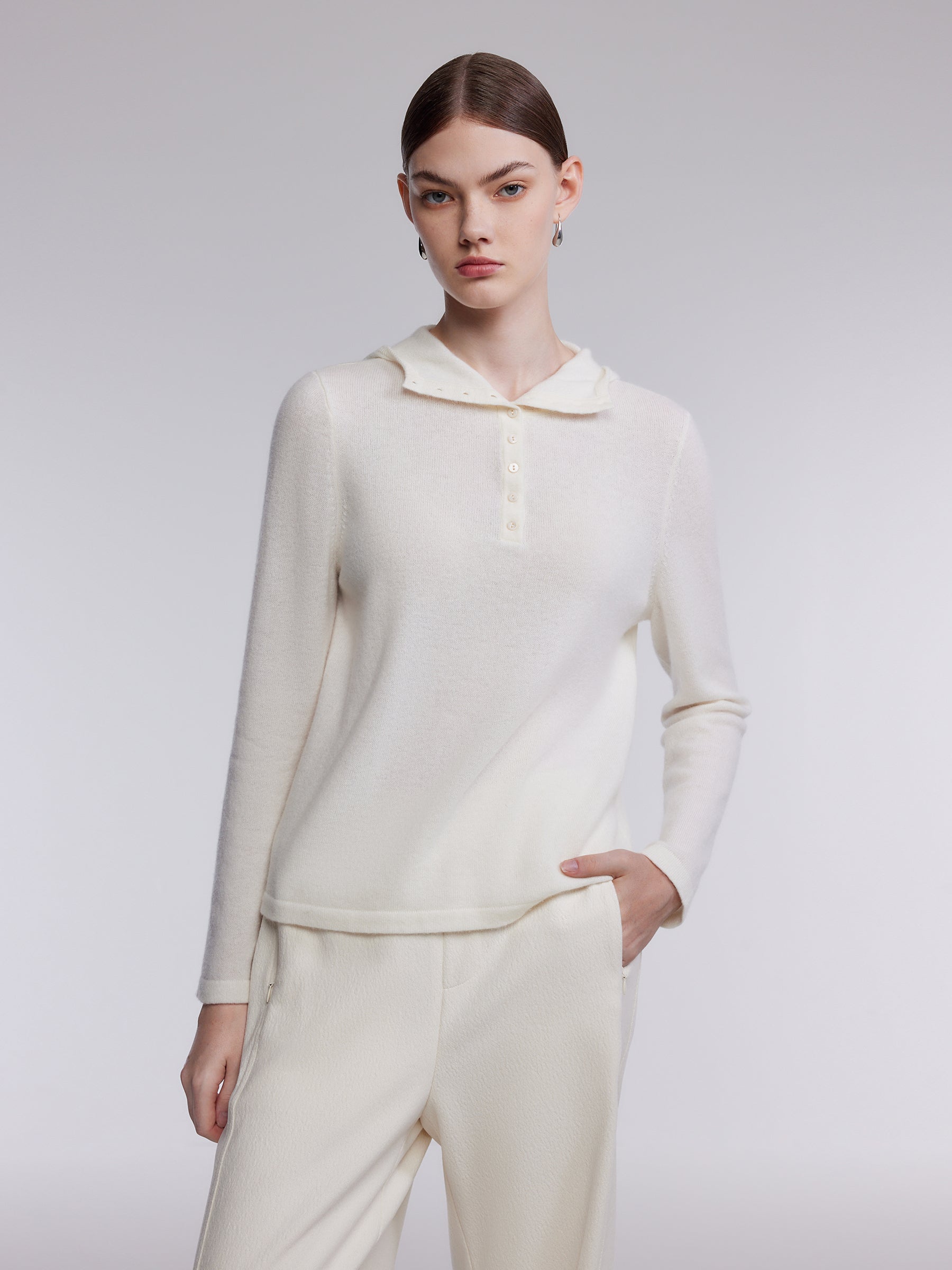 Cashmere Wool Blend Women Hooded Sweater GOELIA