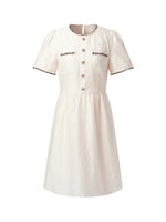 Jacquard Round Neck Women Mini Dress GOELIA