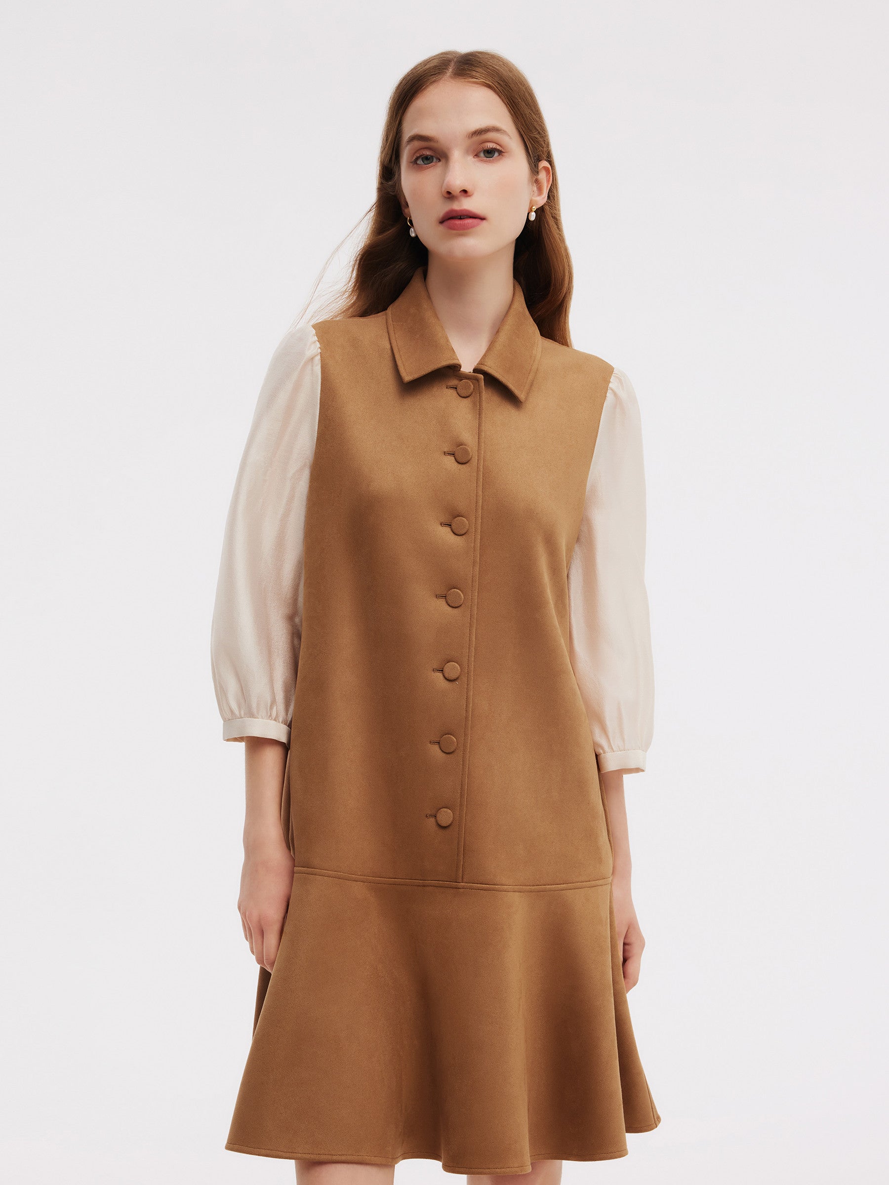 Faux Suede Patchwork Women Mini Dress GOELIA
