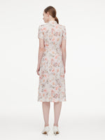 [Preview] 19MM Mulberry Silk Floral Print Women Qipao Midi Dress GOELIA