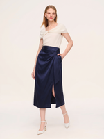 Triacetate Blend Asymmetric Ruched Women Skirt GOELIA