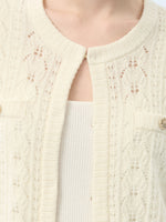 100% Wool Open Knit Women Cardigan GOELIA