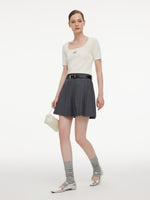 [Preview] A-Line Pleated Women Skirt With Belt GOELIA