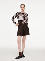 [Preview] Round Neck Stripe Women Knit Top With Detachable Sailor Collar GOELIA