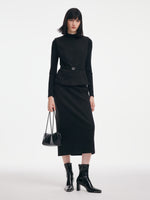 [Preview] Rhinestone Vest & Knit Top & Skirt Three-Piece Set With Belt GOELIA
