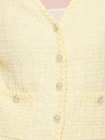 V-Neck Single-Breasted Women Textured Cardigan GOELIA