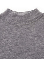 100% Wool Mock Neck Women Long Sleeve Top GOELIA