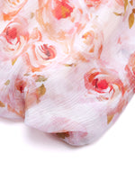 10MM Mulberry Silk Rose Print Women Midi Dress With Scrunchie GOELIA