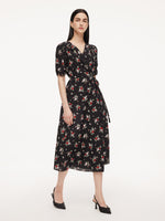 [Preview] 16MM Mulberry Silk Floral Print Women Maxi Wrap Dress GOELIA