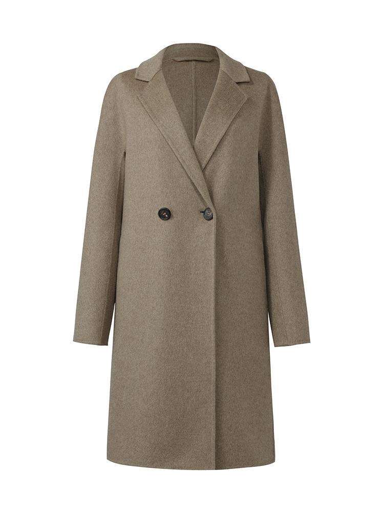 Brown Pure Cashmere Lapel Coat GOELIA