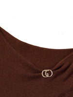 [Preview] Wool Blend Boat Neck Women Knit Top With GO Letter Clip GOELIA