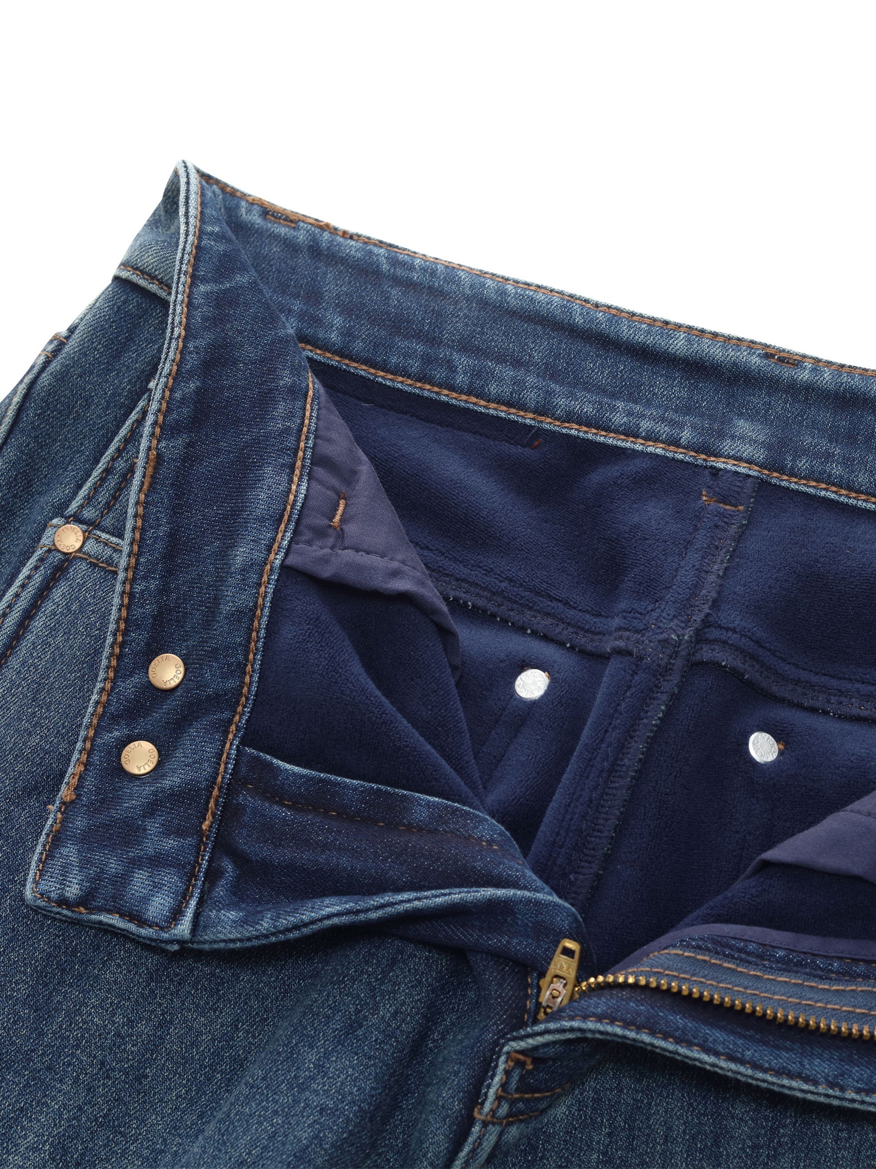 Denim Fleece Lined Women Slit Jeans GOELIA