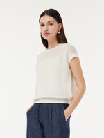 Linen Cotton Sequins Women Open-Knit Top GOELIA