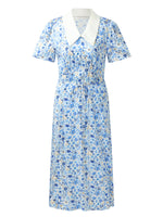 19MM Mulberry Silk Floral Print Women Midi Dress GOELIA