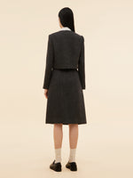 100% Washable Wool Crop Jacket And Skirt Two-Piece Set GOELIA