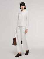 Tencel Wool Blend Straight Wide Leg Women Pants GOELIA