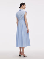 Gathered Waist Women Sleeveless Shirt Maxi Dress GOELIA
