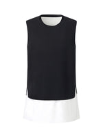 Lyocell Blend Knit Tank Top And Back Pleated Blouse Two-Piece Set GOELIA