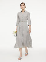 [Preview] Triacetate Blend Women Belted Maxi Shirt Dress GOELIA