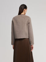 Alpaca Wool Blend Round Neck Women Jacket GOELIA
