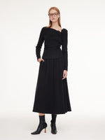 Asymmetric Bow Ruched Knit Top And Skirt Two-Piece Set GOELIA