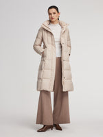 Windproof Hooded Goose Down Coat With Belt GOELIA