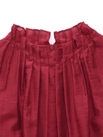 Tencel Blend Ruffle Neck Puff Sleeves Women Belted Maxi Dress GOELIA