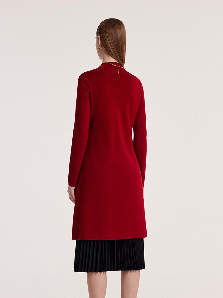 Mock Neck Long Sweater And Wool Pleated Skirt Two-Piece Set GOELIA