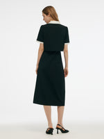 Faux Two-Piece Women Midi Dress With Detachable Bowknot GOELIA