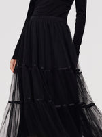 Mesh Tiered Women Elastic Waist Skirt GOELIA