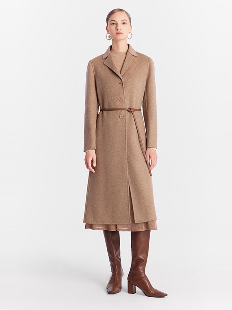 Brown Cashmere Slim-Fit Overcoat GOELIA