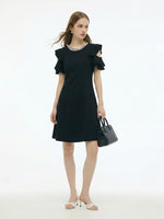 Ruffle Cold Shoulder Women Knit Mini Dress GOELIA