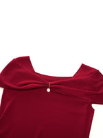 Lyocell Blend Off Shoulder Women Knit Top With Detachable Magnetic Flower GOELIA
