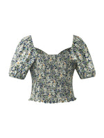 Floral Printed Square Neck Puff Sleeves Women Blouse GOELIA